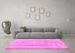 Machine Washable Persian Pink Traditional Rug in a Living Room, wshtr3980pnk