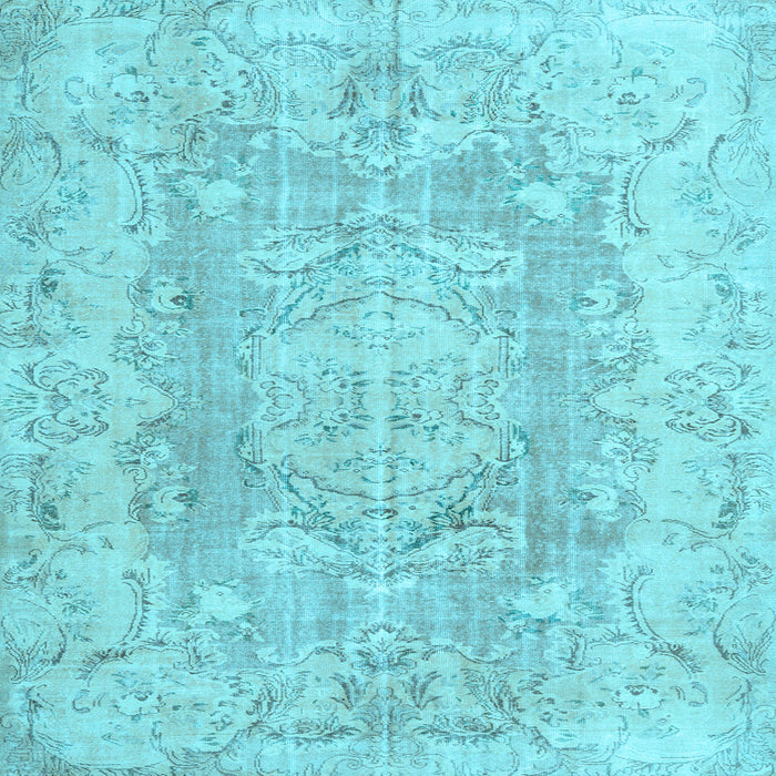 Square Machine Washable Persian Light Blue Traditional Rug, wshtr3980lblu