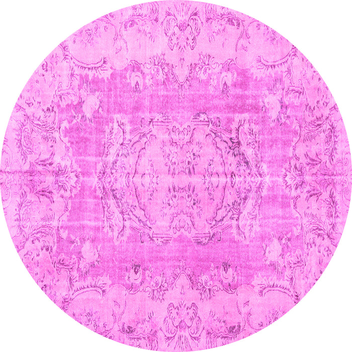 Round Machine Washable Persian Pink Traditional Rug, wshtr3980pnk