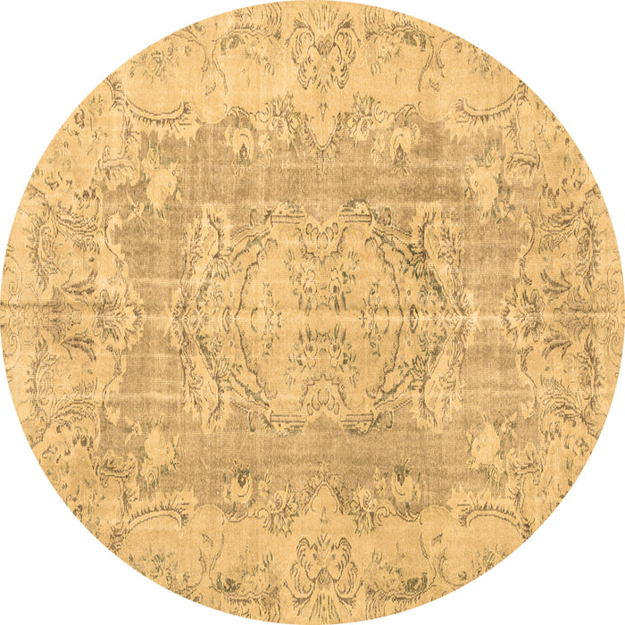 Round Machine Washable Persian Brown Traditional Rug, wshtr3980brn