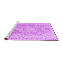 Sideview of Machine Washable Persian Purple Traditional Area Rugs, wshtr3980pur