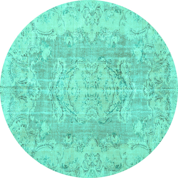 Round Persian Turquoise Traditional Rug, tr3980turq