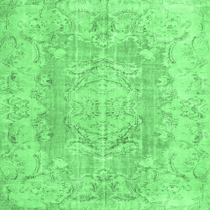 Square Machine Washable Persian Emerald Green Traditional Area Rugs, wshtr3980emgrn