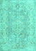 Machine Washable Persian Turquoise Traditional Area Rugs, wshtr3980turq