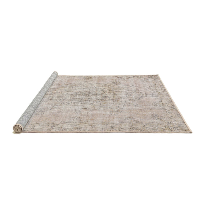 Sideview of Machine Washable Traditional Tan Brown Rug, wshtr3981