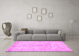Machine Washable Persian Pink Traditional Rug in a Living Room, wshtr3981pnk