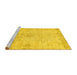 Sideview of Machine Washable Persian Yellow Traditional Rug, wshtr3981yw