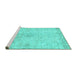 Sideview of Machine Washable Persian Turquoise Traditional Area Rugs, wshtr3981turq