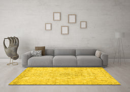 Machine Washable Persian Yellow Traditional Rug in a Living Room, wshtr3981yw