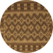 Round Southwestern Brown Country Rug, tr3982brn