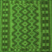 Round Machine Washable Southwestern Green Country Area Rugs, wshtr3982grn