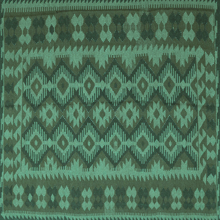 Square Machine Washable Southwestern Turquoise Country Area Rugs, wshtr3982turq