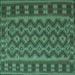 Square Machine Washable Southwestern Turquoise Country Area Rugs, wshtr3982turq