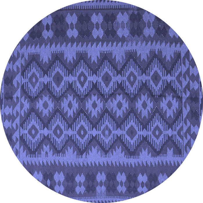 Round Machine Washable Southwestern Blue Country Rug, wshtr3982blu