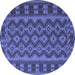 Round Southwestern Blue Country Rug, tr3982blu