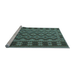 Sideview of Machine Washable Southwestern Light Blue Country Rug, wshtr3982lblu
