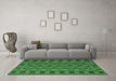 Machine Washable Southwestern Emerald Green Country Area Rugs in a Living Room,, wshtr3982emgrn