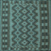 Square Southwestern Light Blue Country Rug, tr3982lblu