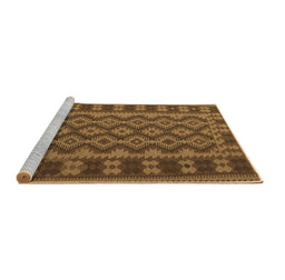 Sideview of Machine Washable Southwestern Brown Country Rug, wshtr3982brn