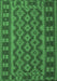 Machine Washable Southwestern Emerald Green Country Area Rugs, wshtr3982emgrn