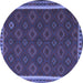 Round Southwestern Blue Country Rug, tr3983blu