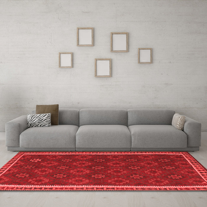 Country Red Washable Rugs