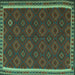 Square Southwestern Turquoise Country Rug, tr3983turq