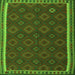 Round Machine Washable Southwestern Green Country Area Rugs, wshtr3983grn