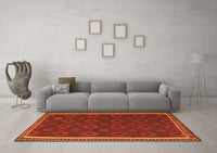 Machine Washable Southwestern Orange Country Rug, wshtr3983org