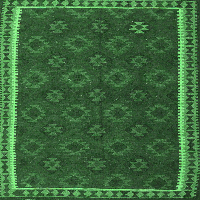 Square Southwestern Emerald Green Country Rug, tr3983emgrn