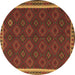 Round Southwestern Brown Country Rug, tr3983brn