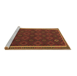 Sideview of Machine Washable Southwestern Brown Country Rug, wshtr3983brn