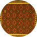 Round Southwestern Yellow Country Rug, tr3983yw