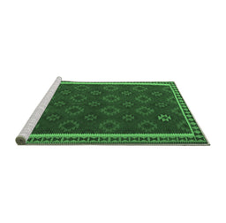 Sideview of Machine Washable Southwestern Emerald Green Country Area Rugs, wshtr3983emgrn