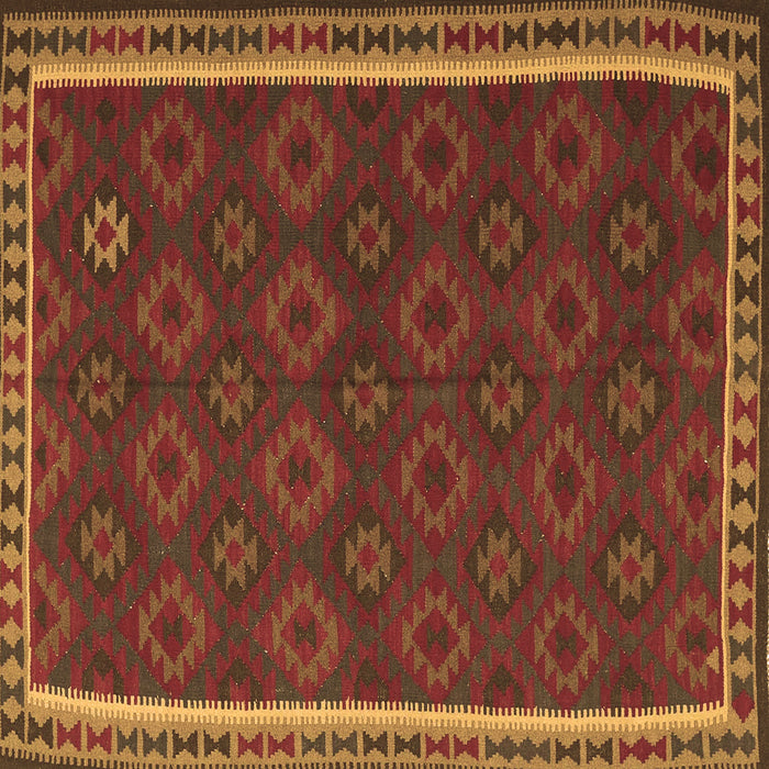 Square Machine Washable Southwestern Brown Country Rug, wshtr3983brn