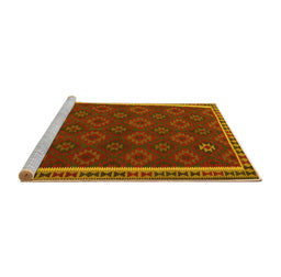 Sideview of Machine Washable Southwestern Yellow Country Rug, wshtr3983yw