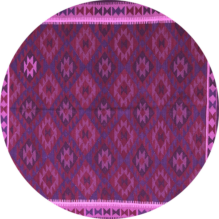 Round Machine Washable Southwestern Purple Country Area Rugs, wshtr3983pur