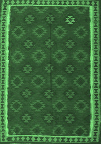 Southwestern Emerald Green Country Rug, tr3983emgrn