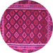 Round Southwestern Pink Country Rug, tr3984pnk