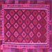 Square Machine Washable Southwestern Pink Country Rug, wshtr3984pnk