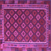 Square Machine Washable Southwestern Purple Country Area Rugs, wshtr3984pur