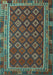 Machine Washable Southwestern Light Blue Country Rug, wshtr3984lblu