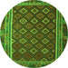 Machine Washable Southwestern Green Country Area Rugs, wshtr3984grn