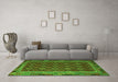 Machine Washable Southwestern Green Country Area Rugs in a Living Room,, wshtr3984grn