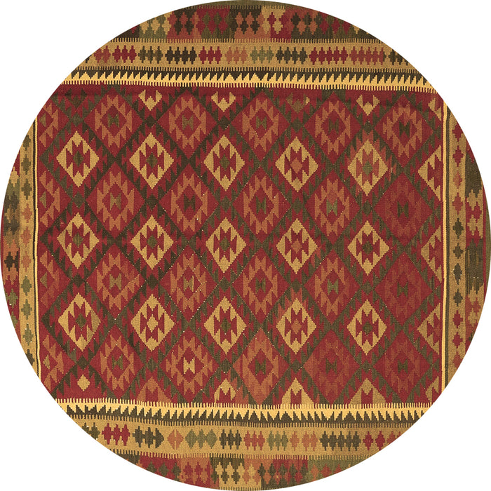 Round Southwestern Brown Country Rug, tr3984brn