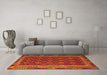 Machine Washable Southwestern Orange Country Area Rugs in a Living Room, wshtr3984org