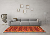 Machine Washable Southwestern Orange Country Rug, wshtr3984org