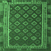 Square Machine Washable Southwestern Emerald Green Country Area Rugs, wshtr3984emgrn