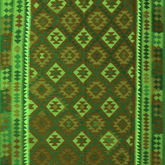 Serging Thickness of Machine Washable Southwestern Green Country Area Rugs, wshtr3984grn