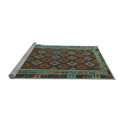 Sideview of Machine Washable Southwestern Light Blue Country Rug, wshtr3984lblu